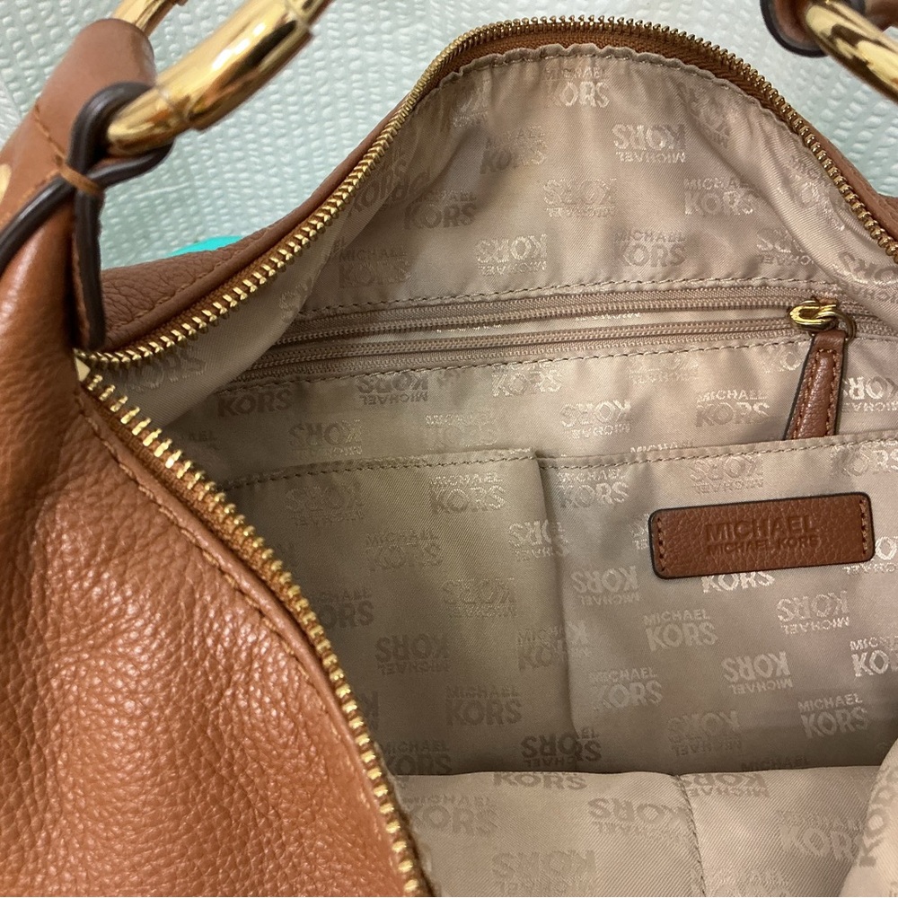 Michael Kors Fulton Camel Brown Leather Satchel Shoulder Bag Handbag - Picture 4 of 4